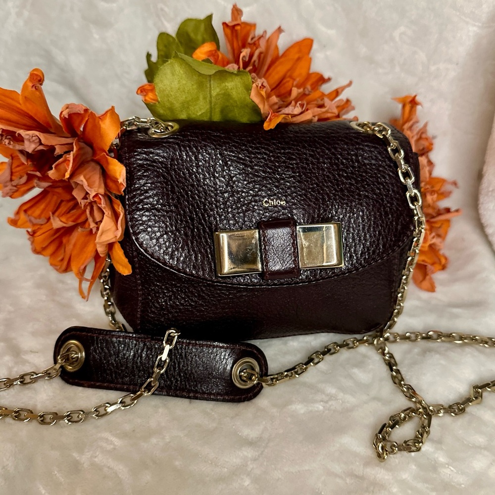Chloe Mini Leather Crossbody with Chain Snap Closure